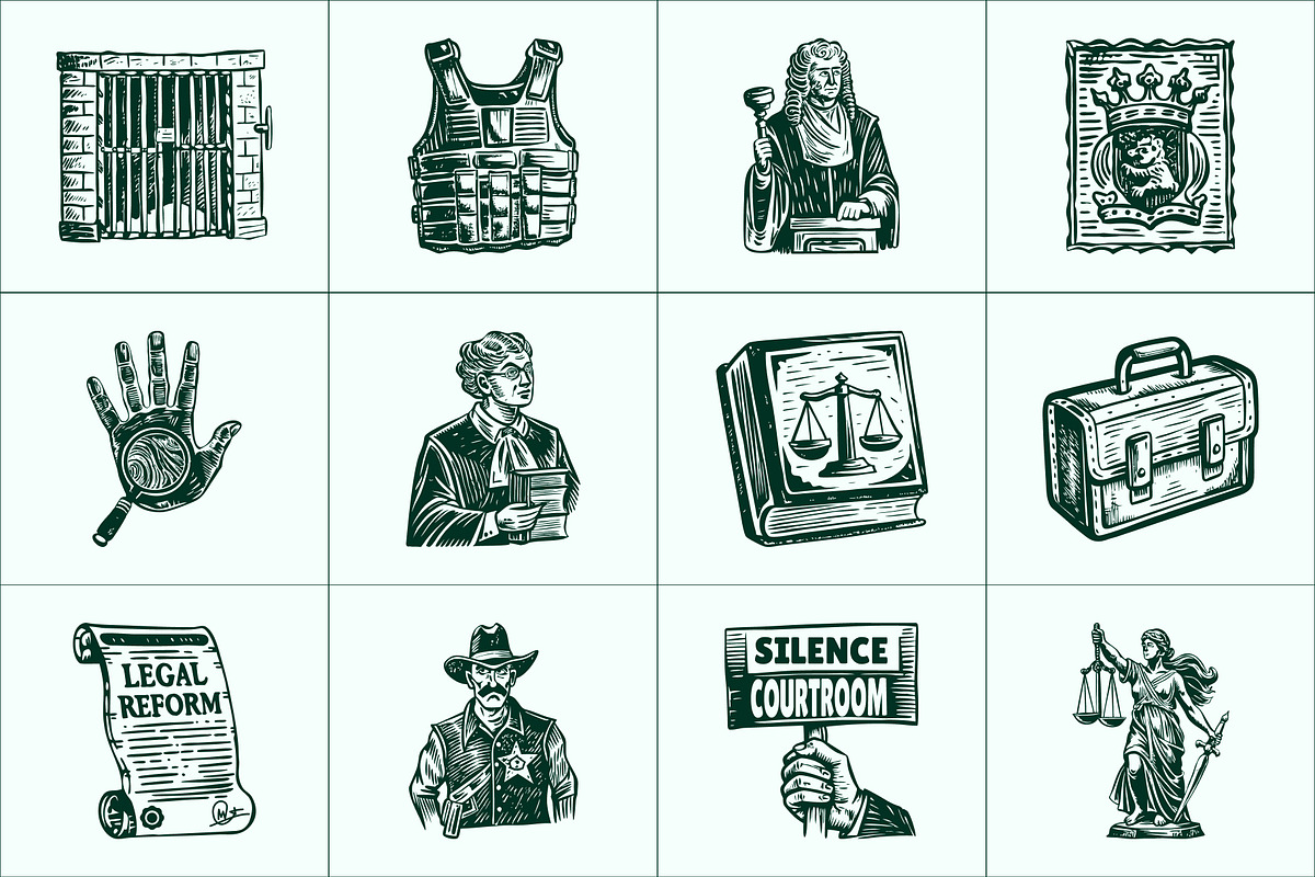 Vintage Law Icons Set, an Object Illustration by Prosymbols (Photo 5 of 8)