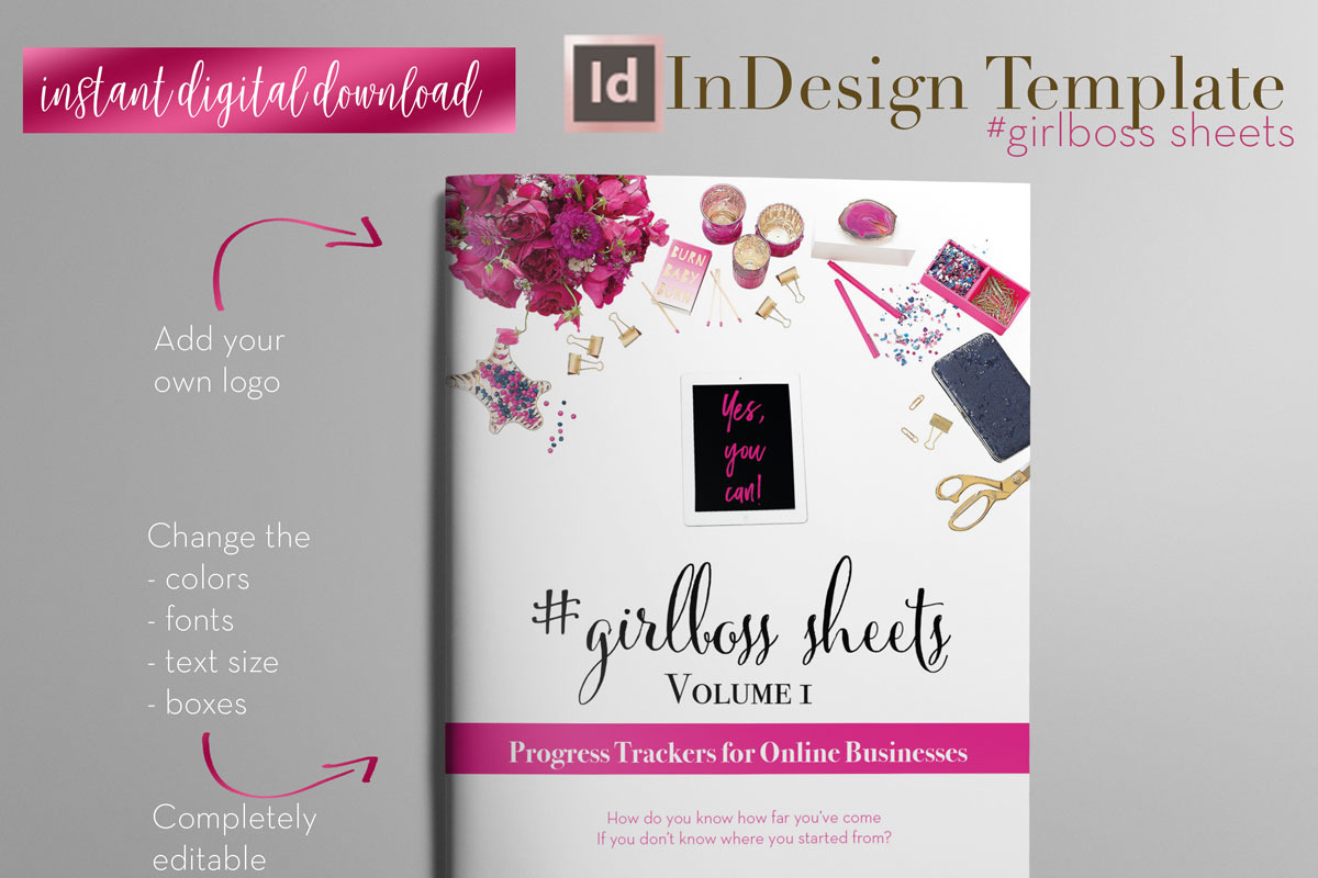Girlboss Sheets | InDesign Template, a Stationery Template by Planner Templates (Photo 1 of 55)