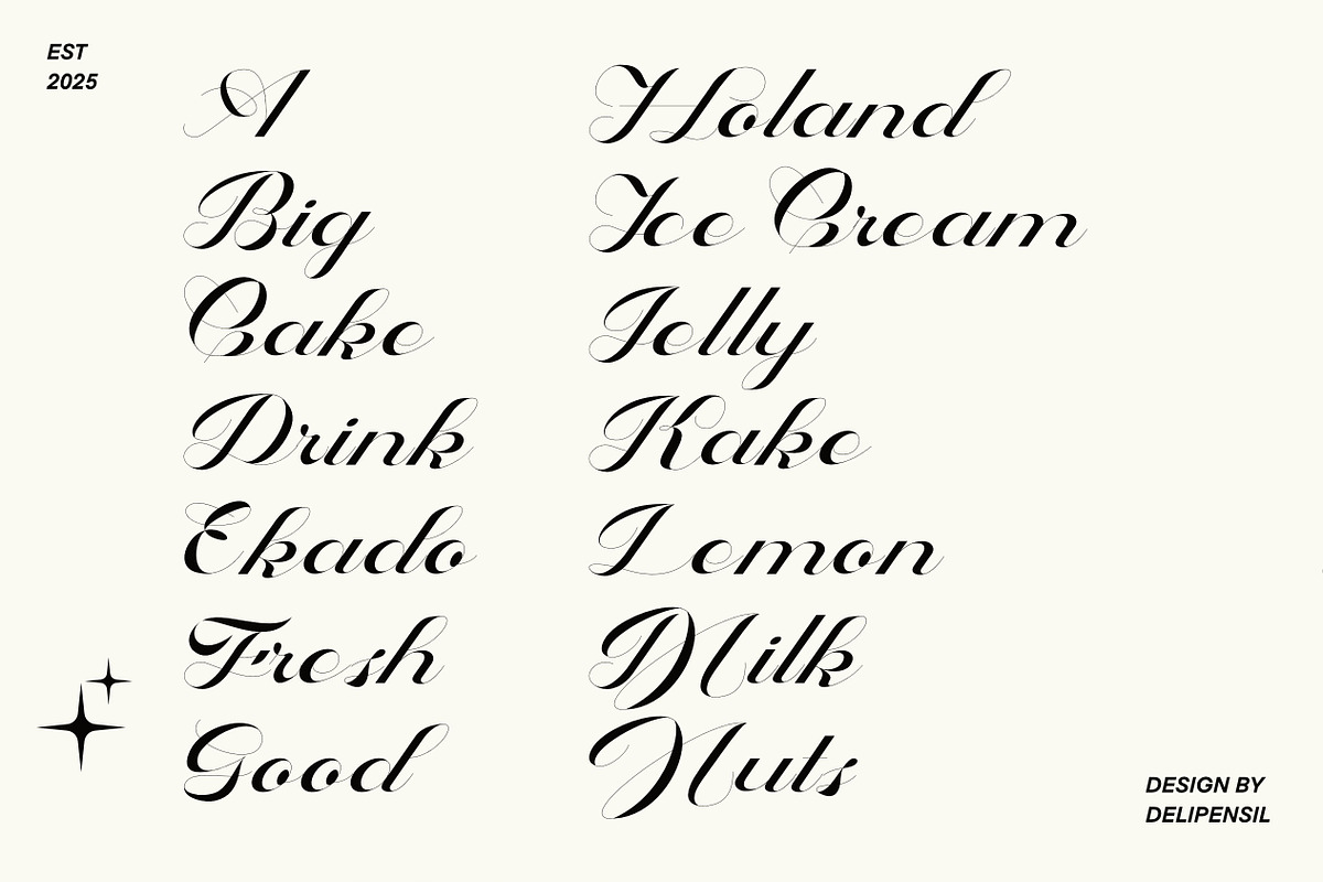 Bake Cake Script Typeface, a Script Font by delipensil (Photo 5 of 9)
