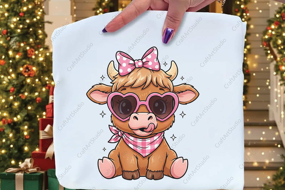 Valentine Heifer Highland Cow PNG, an Illustration by CraftArtStudio (Photo 2 of 4)