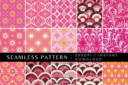 15 Pretty in Pink Seamless Patterns, a Pattern Graphic by Inknfolly