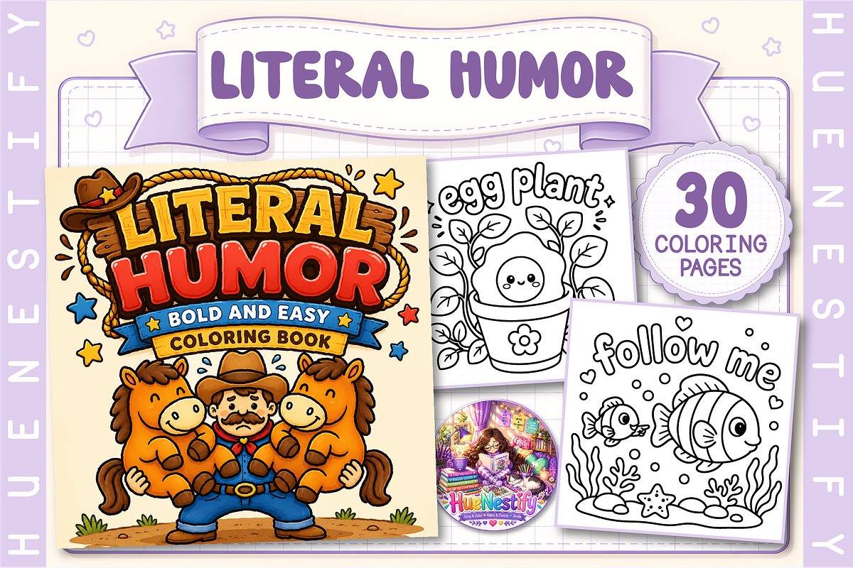 Literal Humor Coloring Book, a Decorative Illustration by HueNestify (Photo 1 of 4)