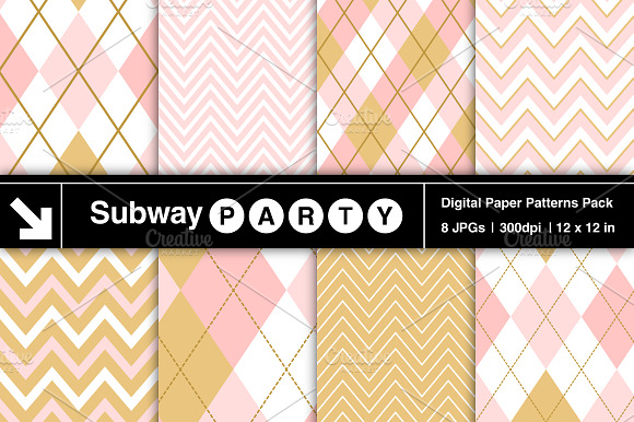 Gold & Blush Pink Chevron & Argyle preview 2
