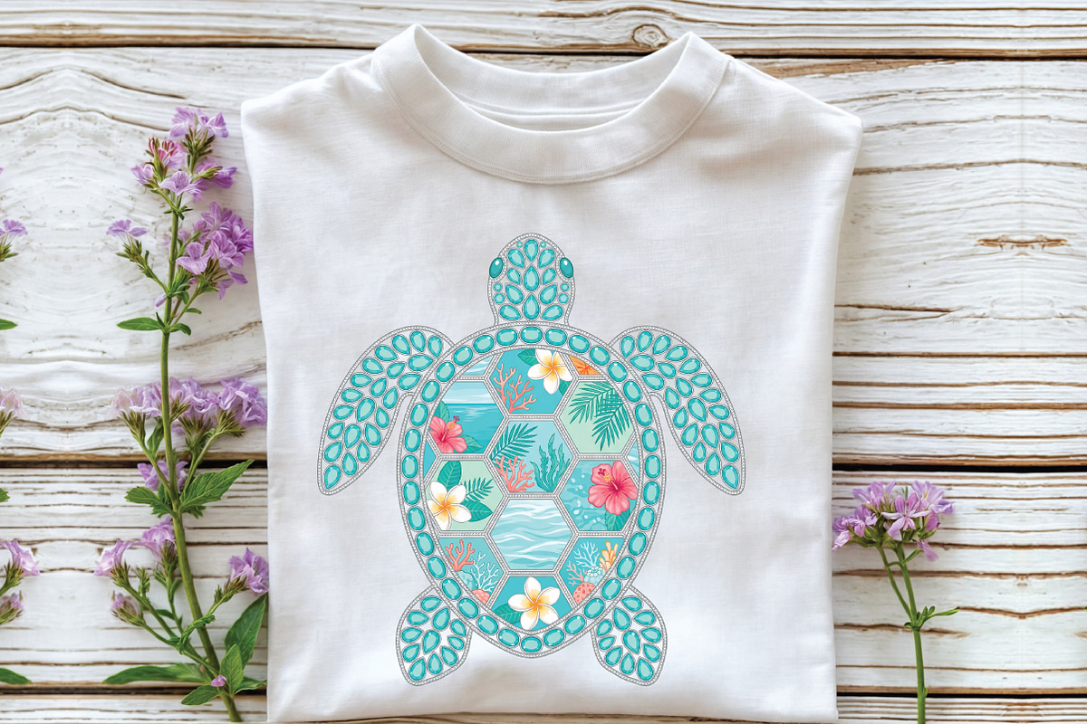 Rhinestone Sea Turtle Summer Beach, an Object Graphic by CraftArtStudio