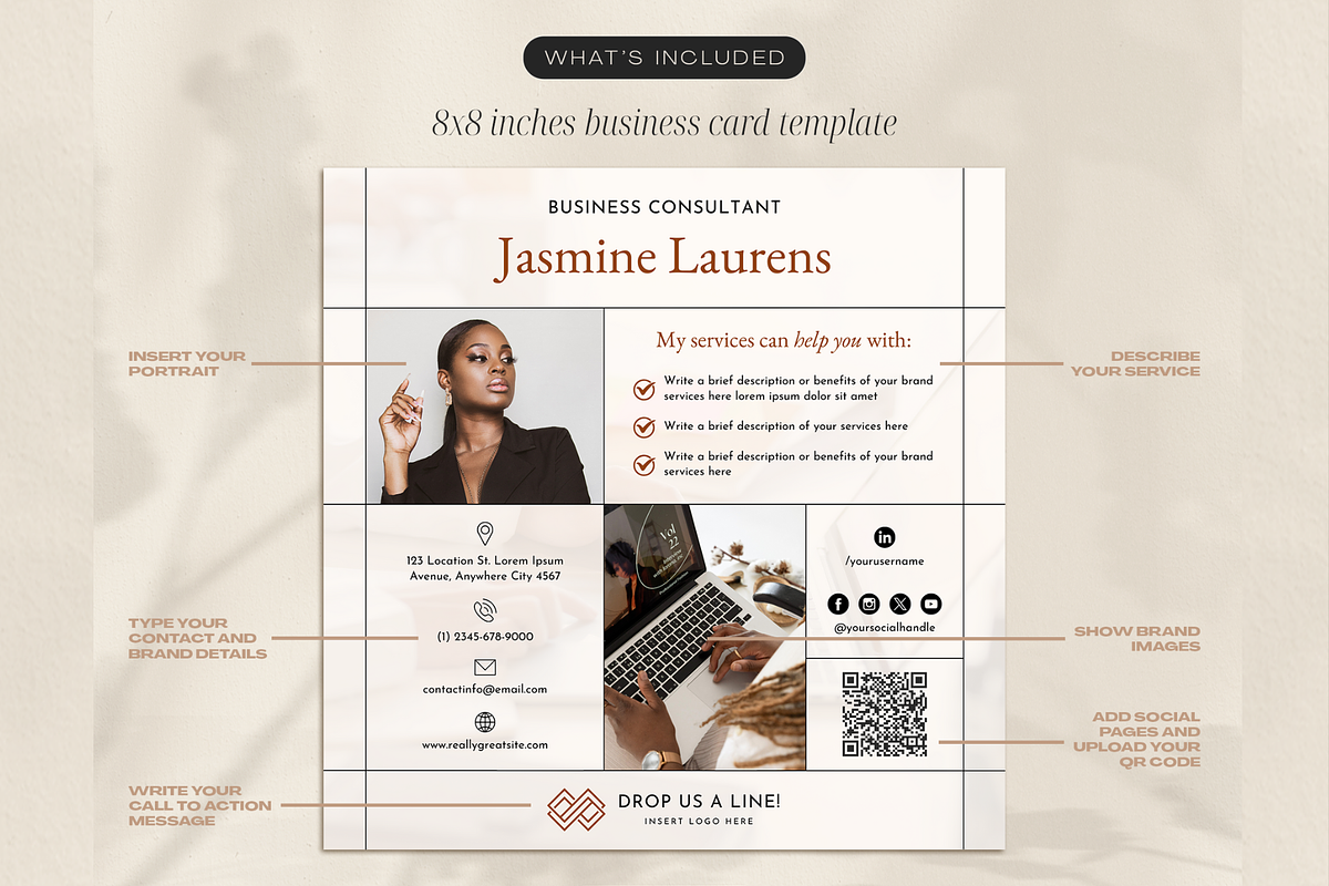 Square Digital Business Card QR Code, a Marketing Template by Creatif Foundry (Photo 3 of 6)