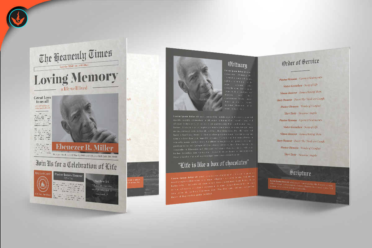 Funeral Program 12 Newspaper Theme, a Brochure Template by SeraphimChris (Photo 3 of 4)
