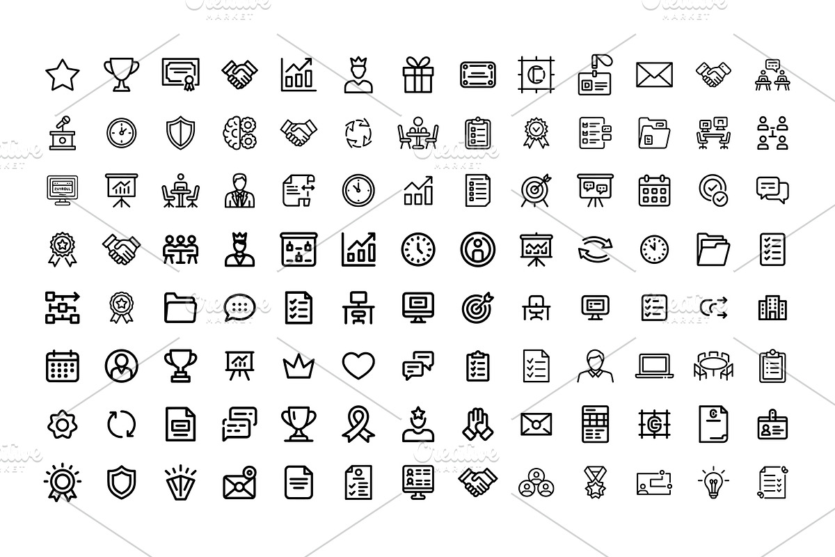 HR, Teamwork & Workplace Line Icons, an Outline Icon by gstudiovect21 (Photo 4 of 5)