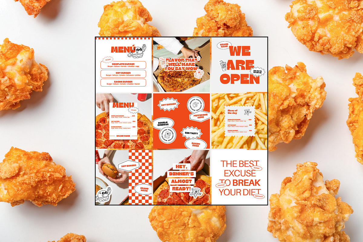 Fast Food Instagram Template Kit, a Social Media Template by Mila Estudio (Photo 4 of 6)