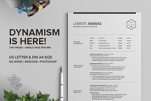 2 Pages Resume CV Pack - Lambert