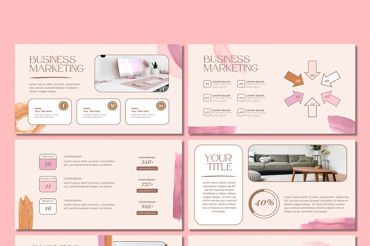 Brush Pink Powerpoint Template, a Presentation Template by SKY CREATION (Photo 4 of 6)