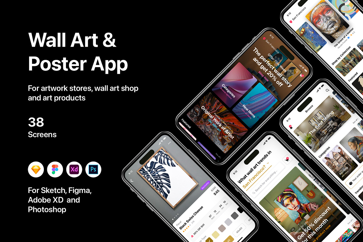 Wall Art & Poster App, an UI Kit Template by flr.24 (Photo 1 of 2)