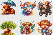 Highland Cow Summer Watercolor Clipa, an Illustration by Black Bird Studio (Thumbnail 3 of 4)