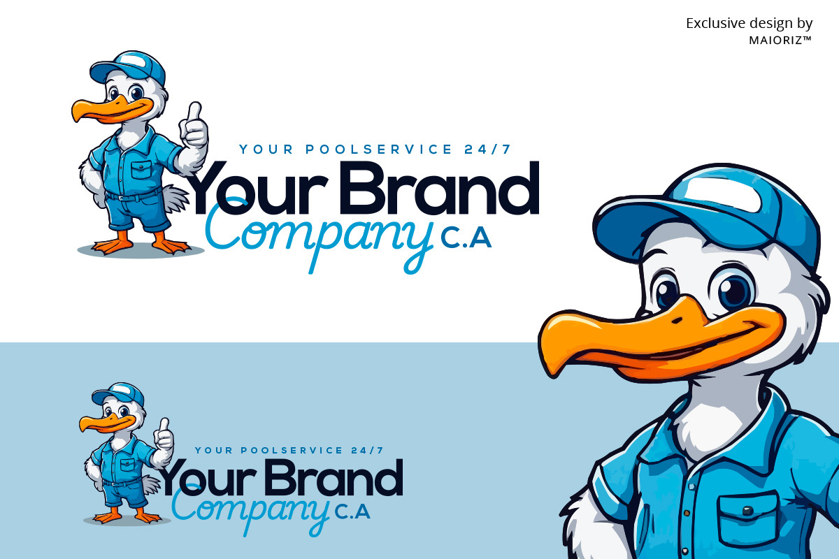 POOL SERVICE PELICAN MASCOT LOGO, a Branding & Logo Template by Maioriz Shop (Photo 1 of 2)