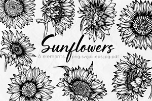 Sunflowers Outline Drawings