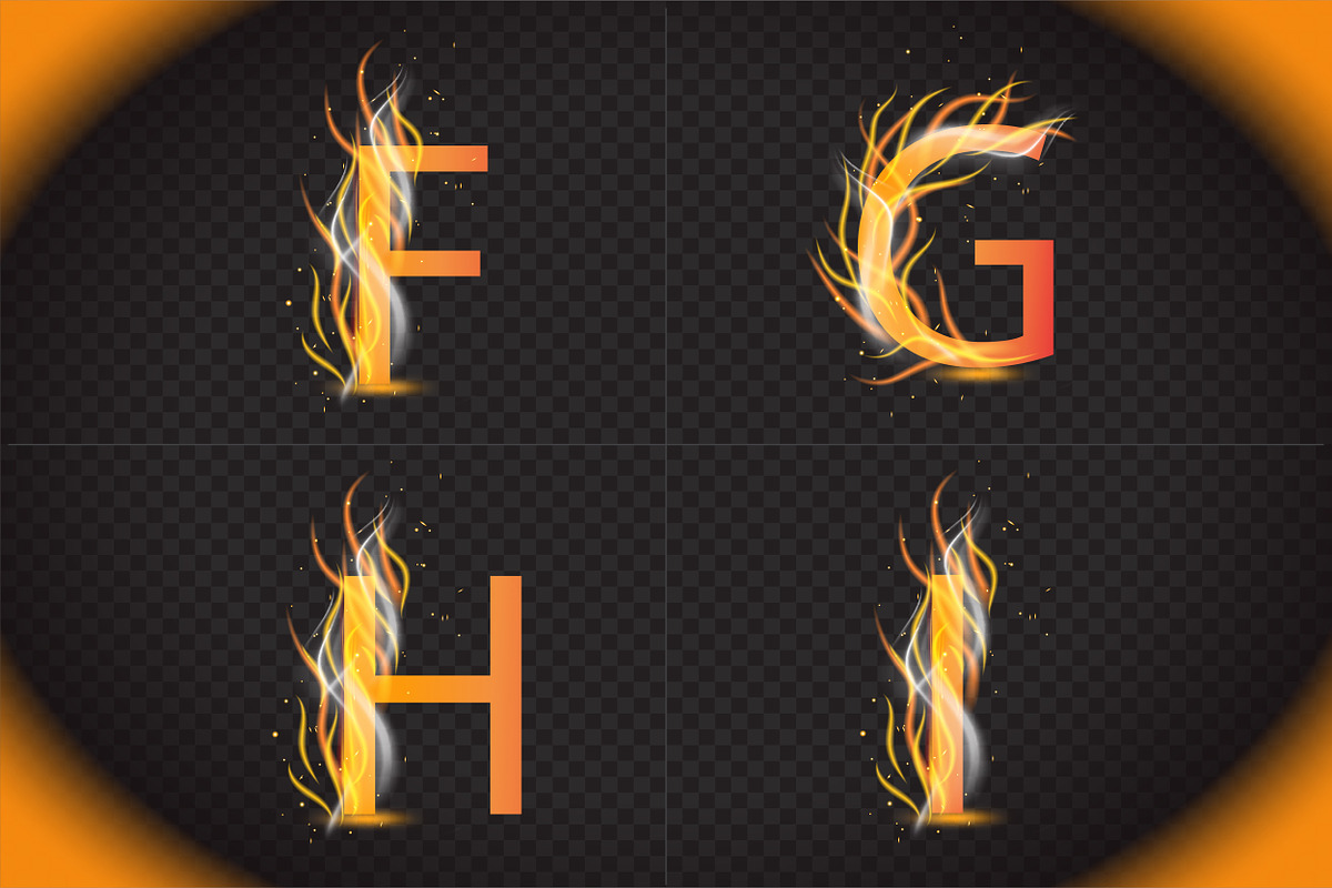 Fire Alphabet Letters Design Bundle