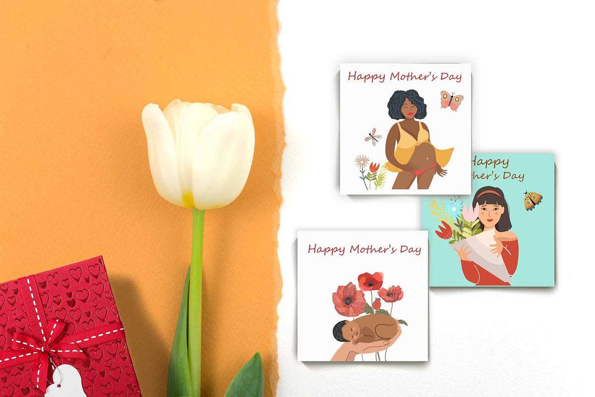 Mother's Day Greeting Cards Set, an Illustration by NataLyaroArt (Photo 4 of 6)