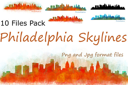 10 x Files Pack Philadelphia Skyline, an Illustration by HQPhoto Store