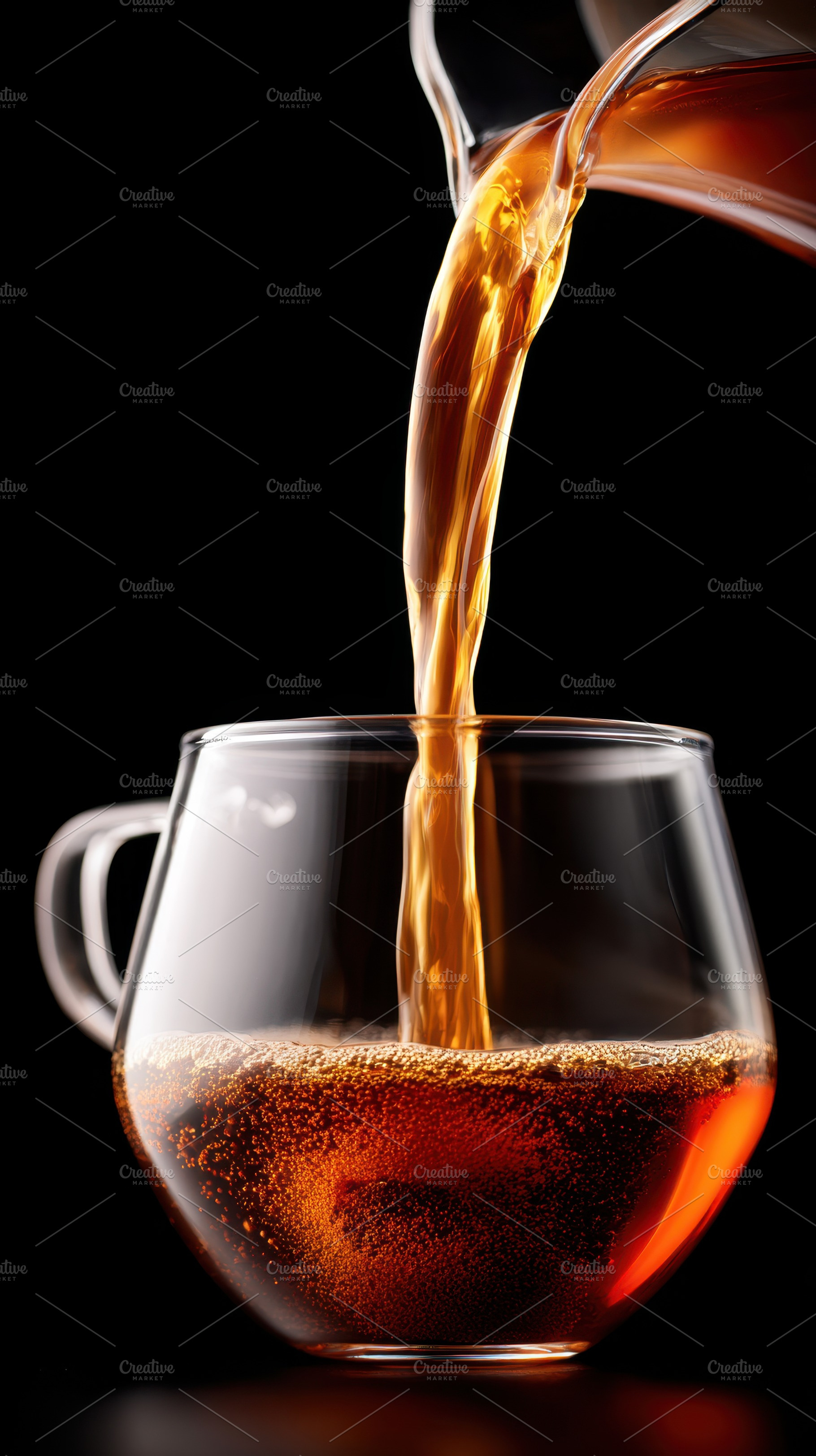 Pouring tea into a glass cup, a Food & Drink Photo by AlyaAnd