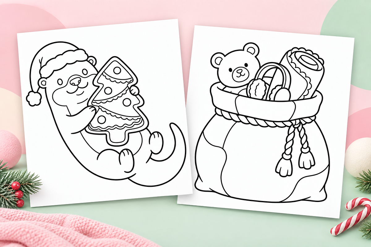 Merry Christmas Coloring Pages #5, a Seasonal Illustration by Inkivelle Studio (Photo 2 of 3)