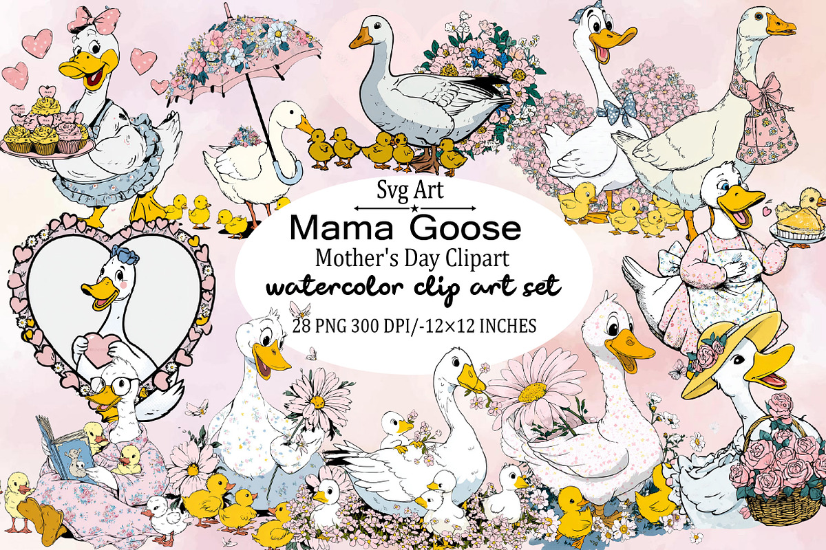 Mama Goose Mother’s Day Clipart Bund, an Illustration by SVGArt (Photo 1 of 9)