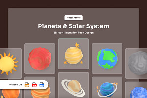3D Solar System & Planets Icon Set, a Technology Illustration by twinstd