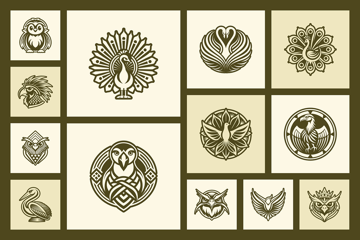 1500 Bird Logo Art Set, a Solid Icon by Creative Stall (Photo 7 of 38)