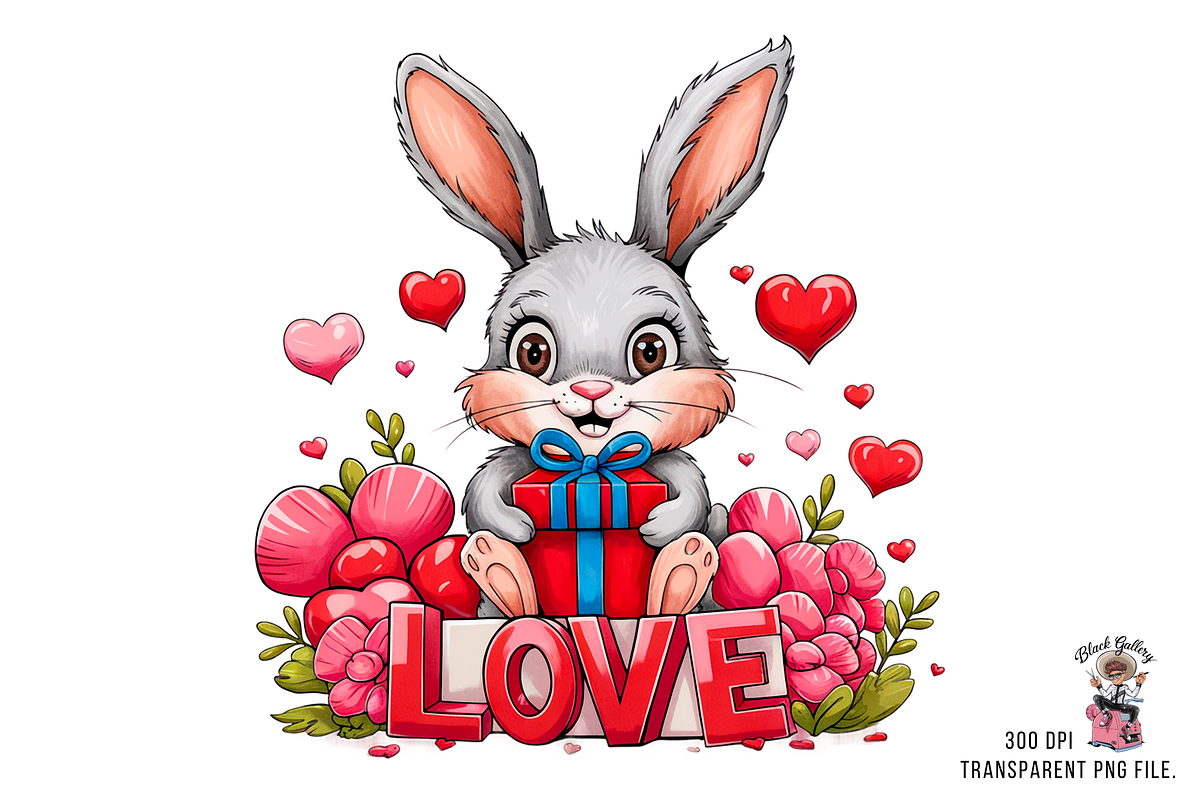 Bunny love PNG Clipart Bundle, a Graphic by Clipart Bloom (Photo 5 of 12)