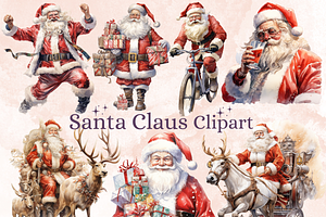 Watercolor Santa Claus Clipart