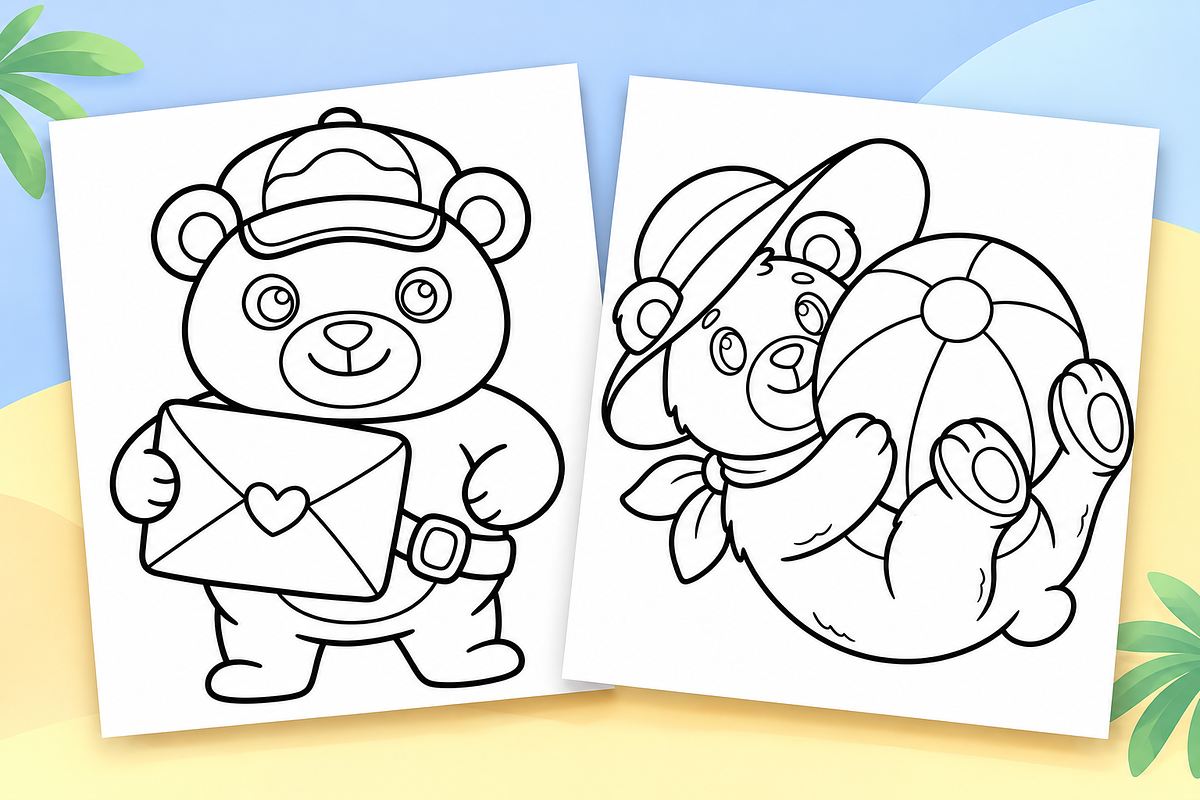 Cute Bear Coloring Pages – Volume 1, an Animal Illustration by Inkivelle Studio (Photo 2 of 3)