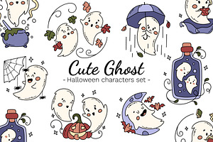 Cute Ghost - Halloween Character Set