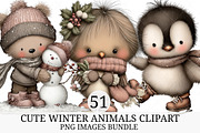Cute Winter Animals Clipart, an Illustration by Craft Nest (Thumbnail 1 of 10)