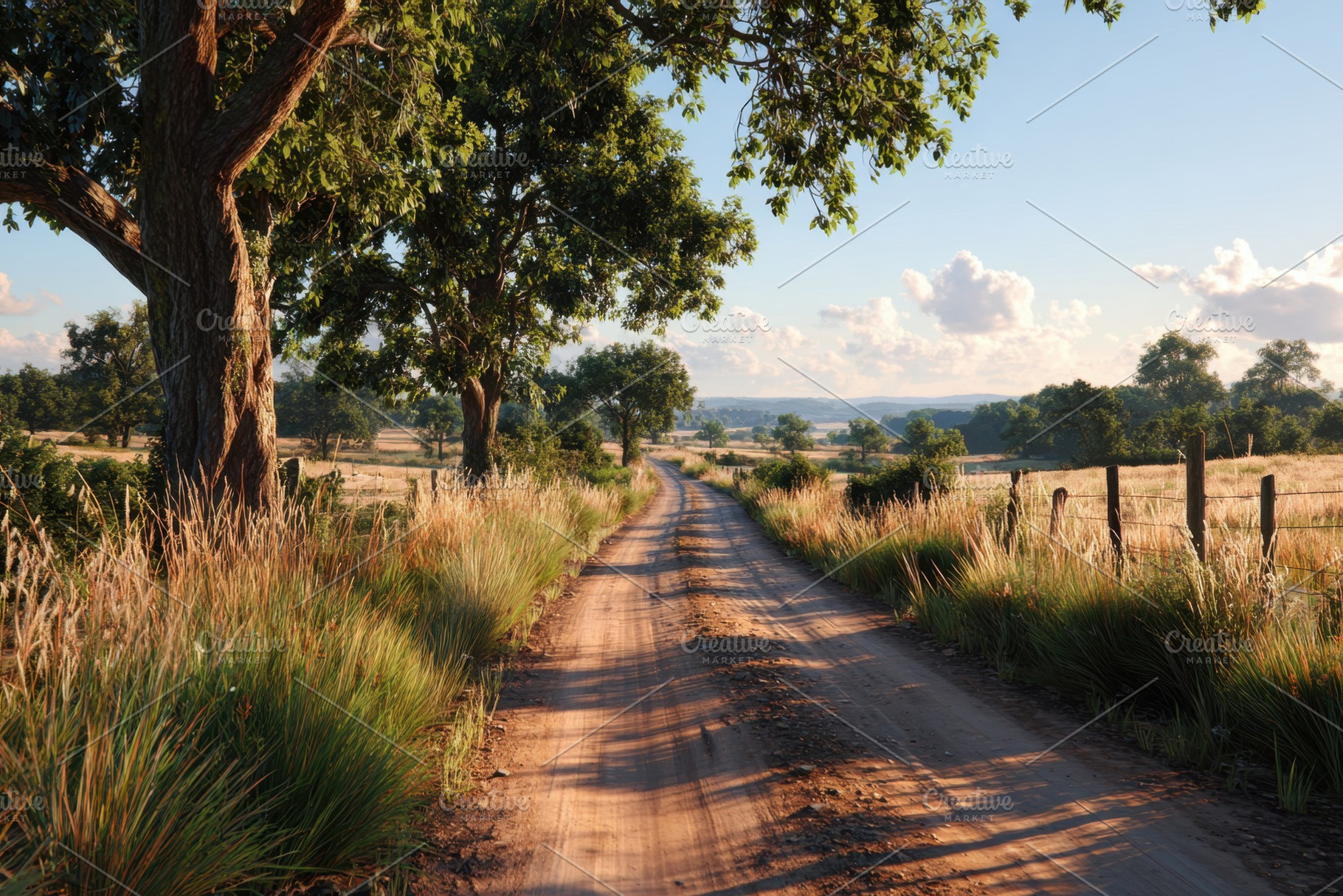 Tranquil dirt road in a rural landscape, a Nature Photo by AlyaAnd