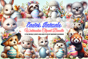 Easter Animals Sublimation Clipart, a Seasonal Illustration by Craft Nest