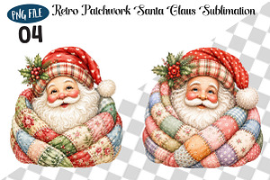 Retro Patchwork Santa Claus, a Seasonal Illustration by CreationArt