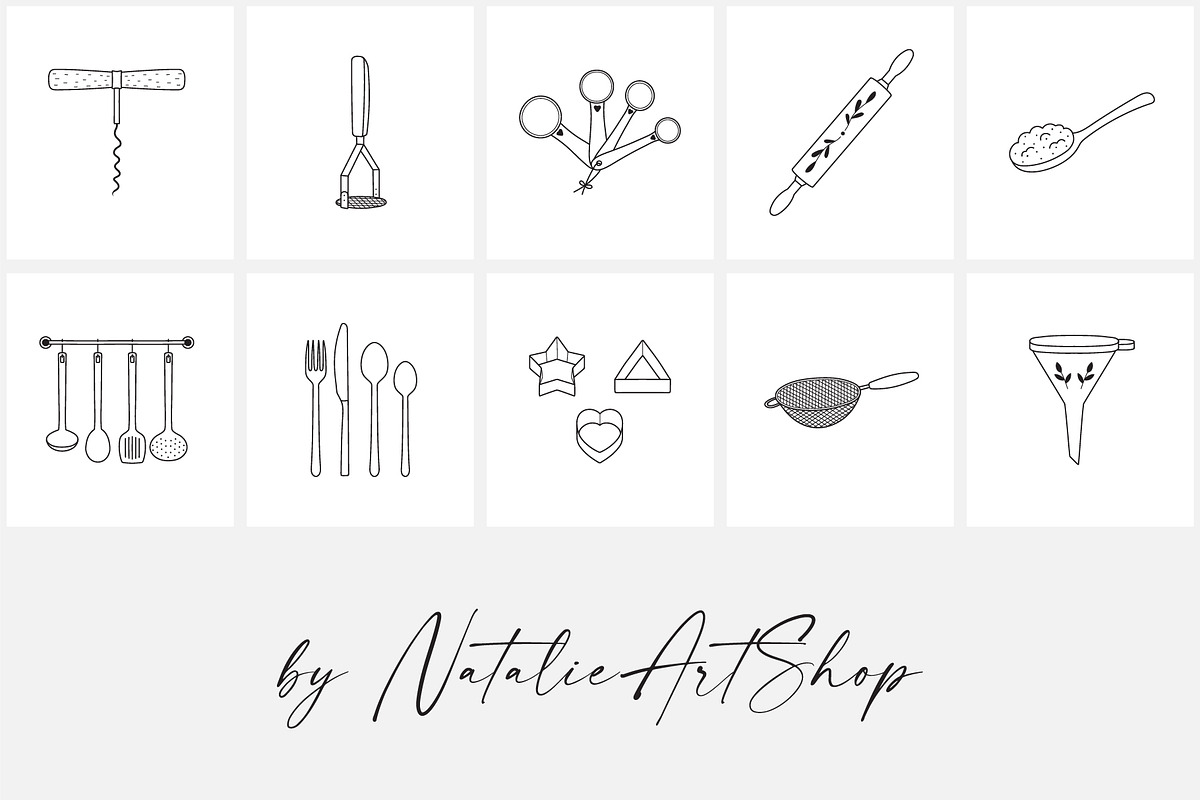 Kitchen & Cooking Icons, an Outline Icon by NatalieArtShop (Photo 14 of 16)