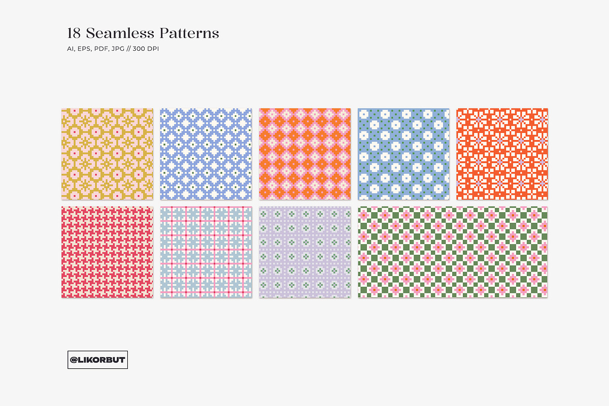 Geometric Jacquard Pixel Pattern, a Pattern Graphic by likorbut (Photo 3 of 11)