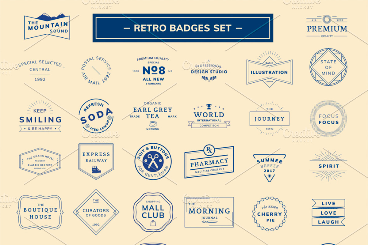 Set of vector emblem label, a Decorative Illustration by rawpixel