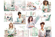 Planner Girl Clipart | Boss Babe PNG, a Work Illustration by GlamArtZhanna (Thumbnail 4 of 6)