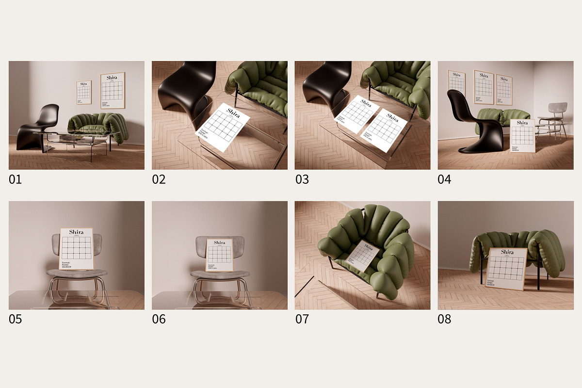 Art Mockup Set SHIRA, a Household Mockup by Bonumo (Photo 3 of 13)