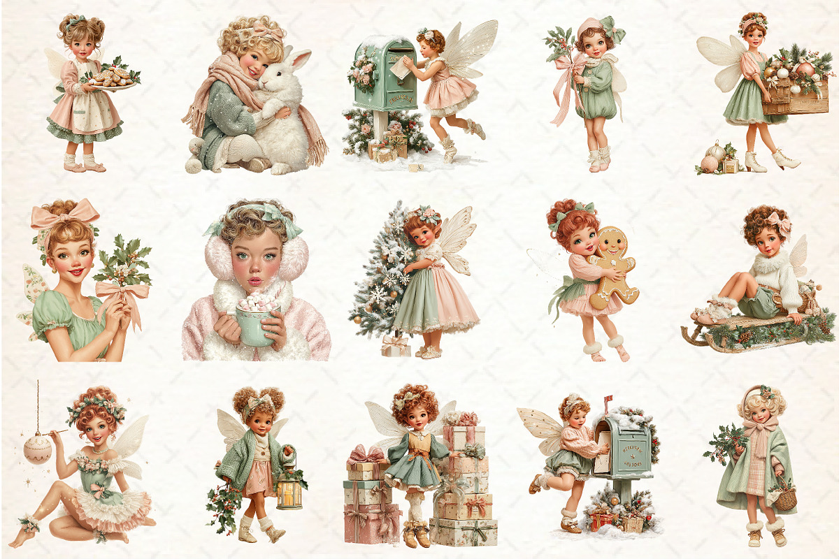 Whimsical Christmas Fairy Clipart, a Seasonal Illustration by Rose Art (Photo 2 of 6)