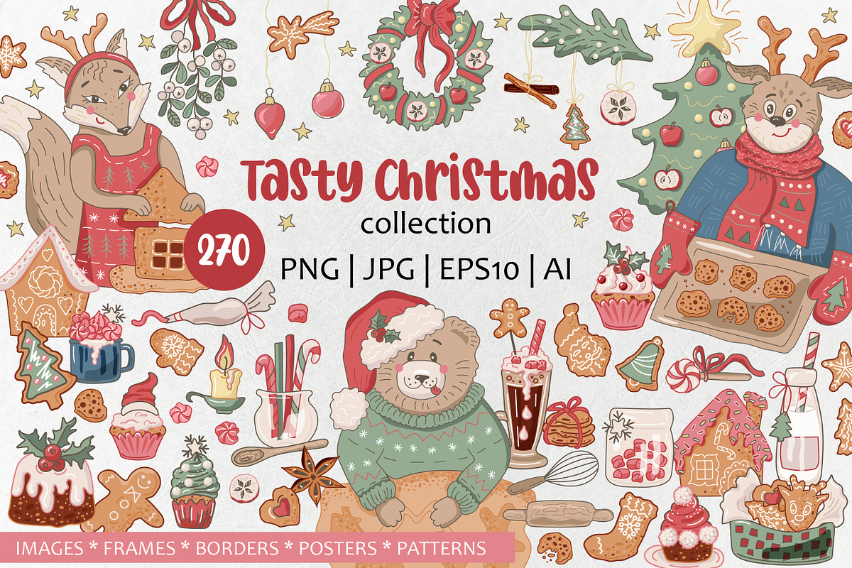 Christmas bakery collection. Vector, a Food Illustration by VaraNa Art (Photo 1 of 20)
