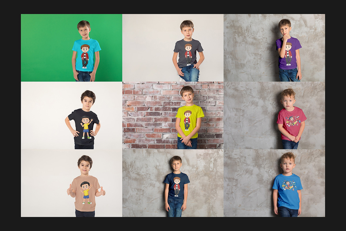 111 Kids T-Shirt Mock-Up Set, a Shirt Mockup by Freeman Studio (Photo 14 of 24)