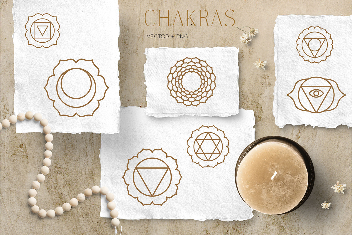 Chakra Vector Symbols, an Outline Icon by EYWA ART (Photo 2 of 3)