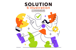 6 Solution Vector Illustration, a Person Illustration by denayunebgt