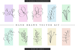 Hand Drawn Flowers - Vector