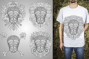 Sugar skulls set, vector