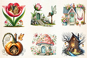 Spring Fairy House Clipart, a Seasonal Illustration by DreamArtGraphic (Thumbnail 4 of 5)