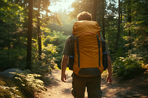 Hiker with a yellow backpack, a Sports & Recreation Photo by MistyDay