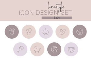 Linestyle Icon Design Set Baby