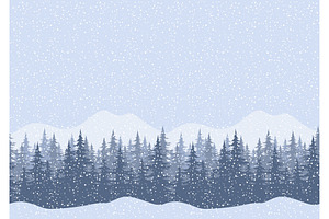 Seamless Winter Landscape With Fir